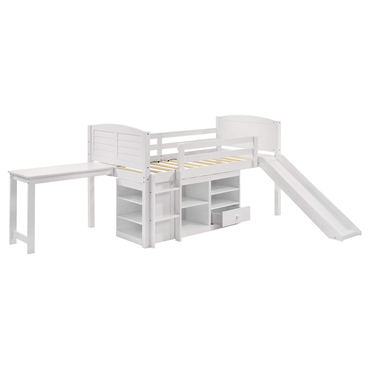 Cama alta Millie Twin Workstation blanca