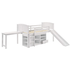Cama alta Millie Twin Workstation blanca