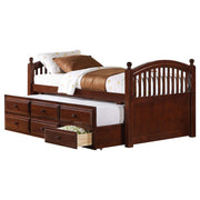 Cama individual Norwood de 3 cajones con cama nido Captains en castaño