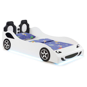 Cama doble de madera Cruiser con iluminación LED y colchón de 7 pulgadas, color blanco