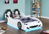 Cama doble de madera Cruiser con iluminación LED y colchón de 7 pulgadas, color blanco