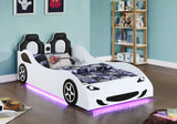 Cama doble de madera Cruiser con iluminación LED y colchón de 7 pulgadas, color blanco