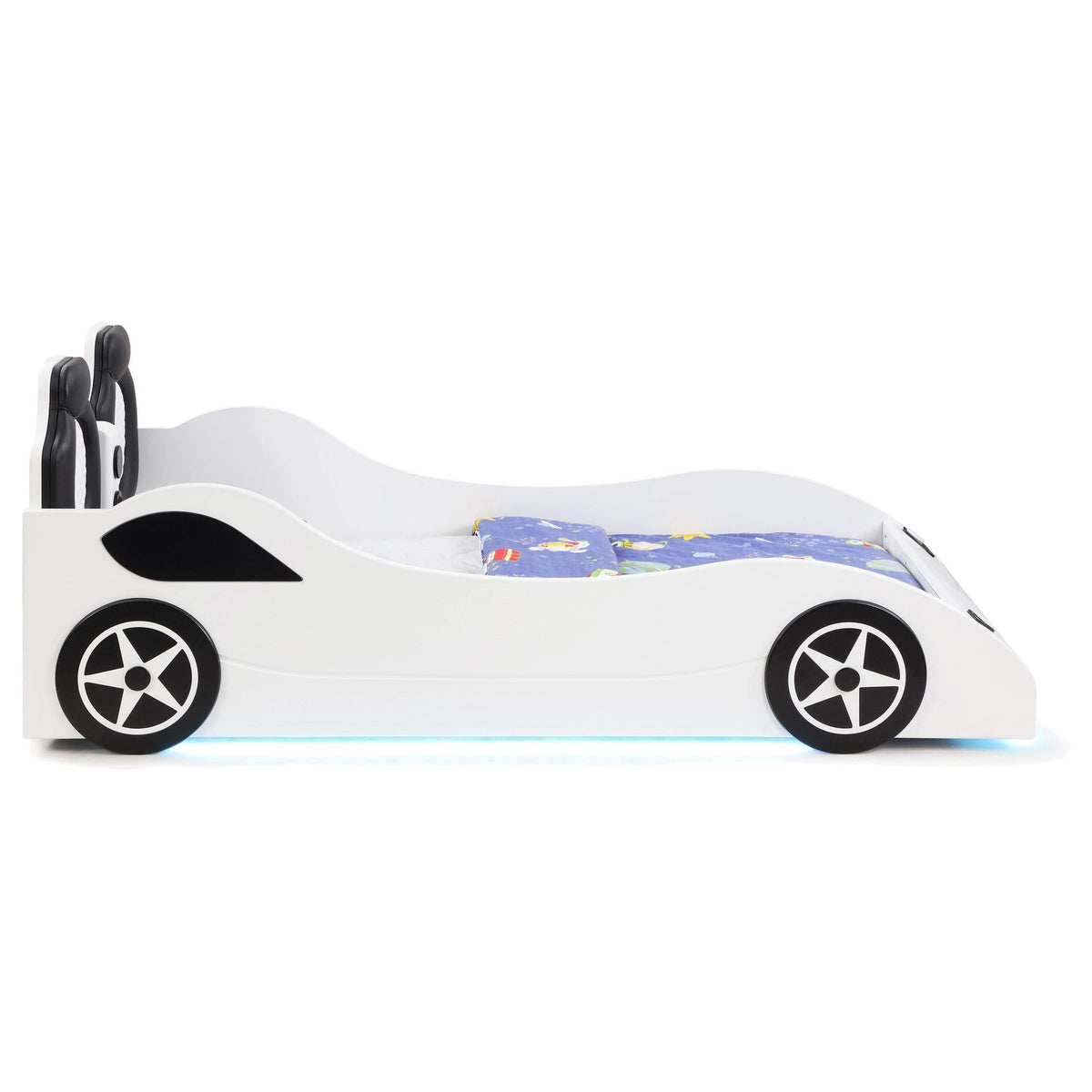 Cama doble de madera Cruiser con iluminación LED y colchón de 7 pulgadas, color blanco