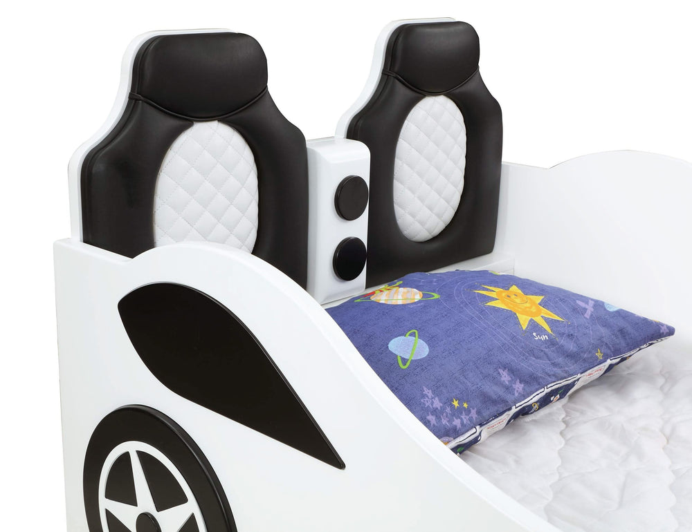 Cama doble de madera Cruiser con iluminación LED y colchón de 7 pulgadas, color blanco