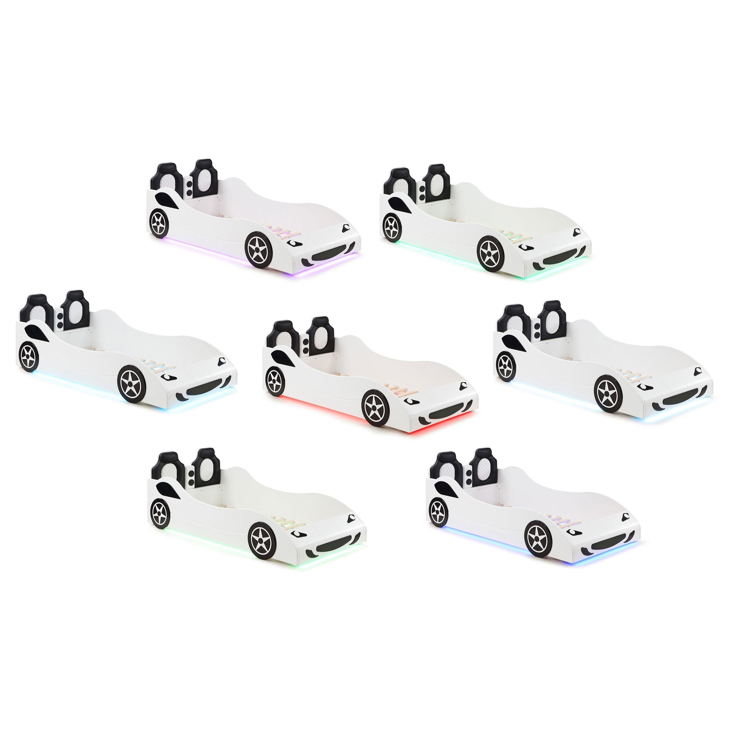 Cruiser Wood Twin LED Race Car Bed White