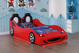 Cama doble de madera Cruiser con iluminación LED y colchón de 7 pulgadas en color rojo