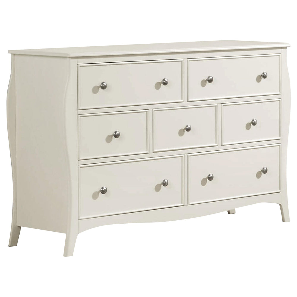 Juego de dormitorio completo Dominique de 5 piezas en color blanco crema