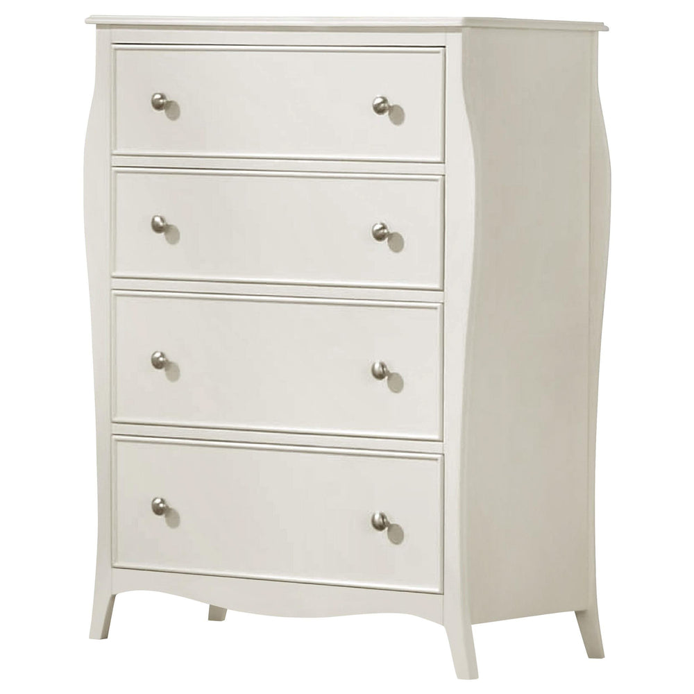 Juego de dormitorio completo Dominique de 5 piezas en color blanco crema