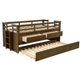 Cama individual tipo capitán con cama nido Carlsbad Wood, color marrón medio