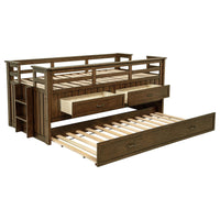 Cama individual tipo capitán con cama nido Carlsbad Wood, color marrón medio