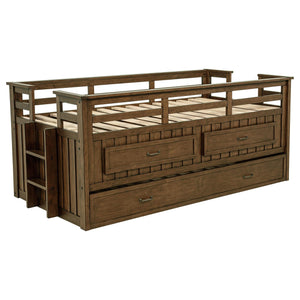 Cama individual tipo capitán con cama nido Carlsbad Wood, color marrón medio