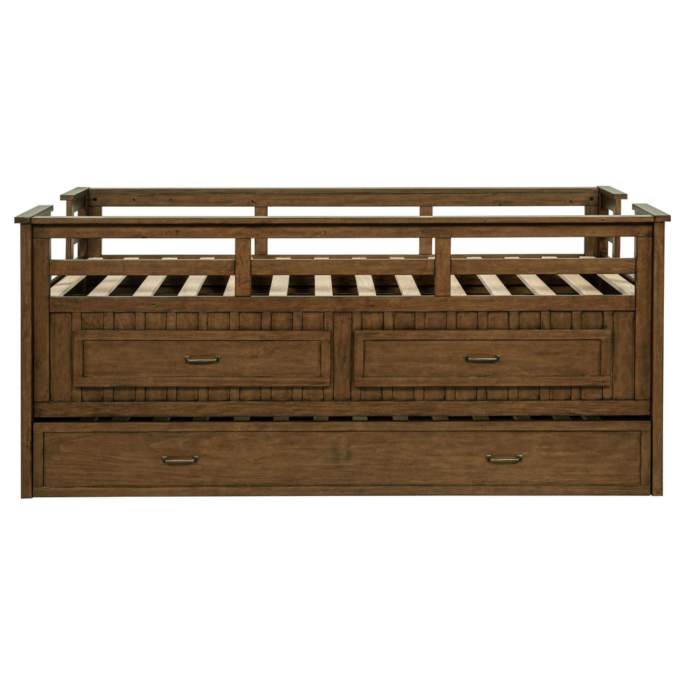 Cama individual tipo capitán con cama nido Carlsbad Wood, color marrón medio
