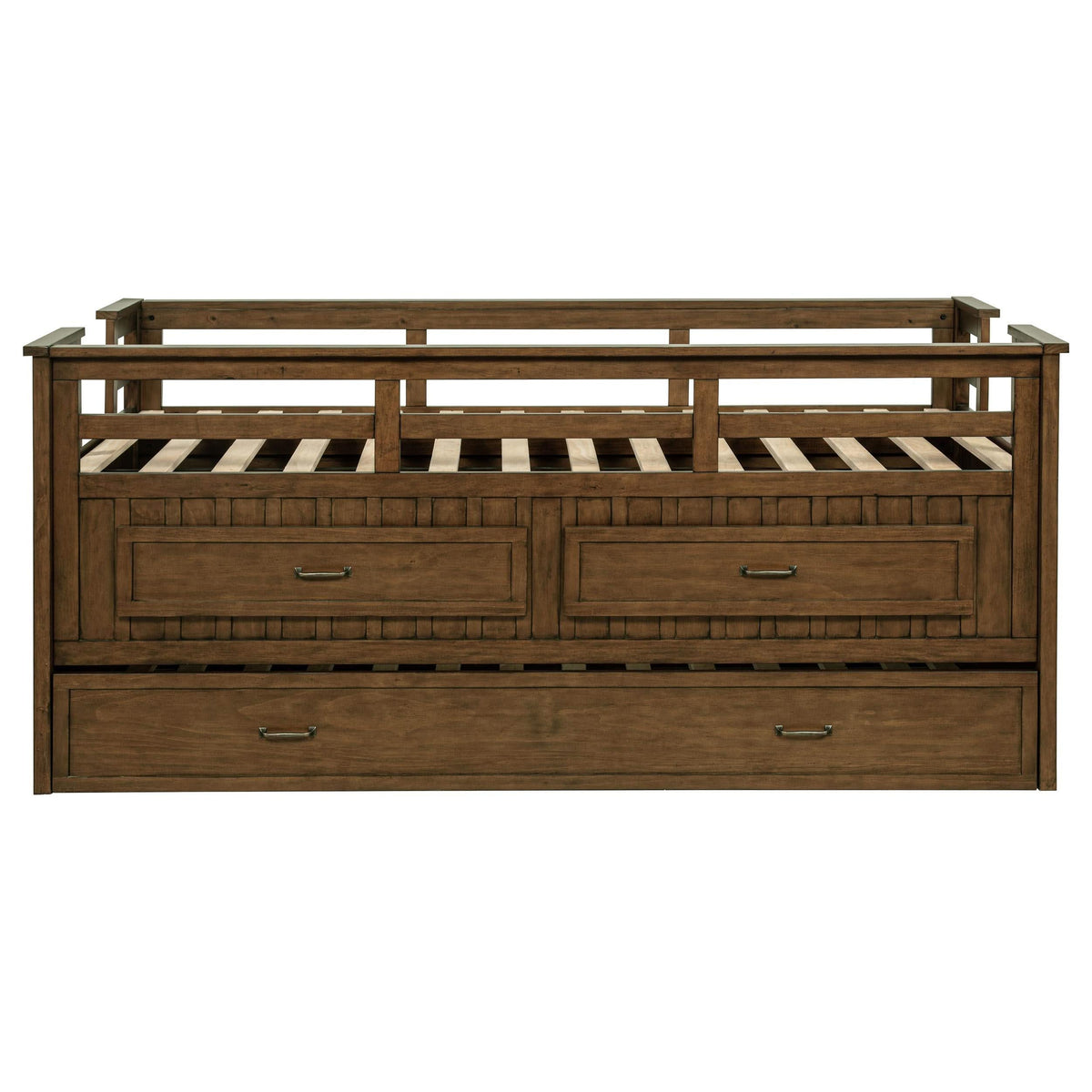 Cama individual tipo capitán con cama nido Carlsbad Wood, color marrón medio