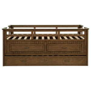 Cama individual tipo capitán con cama nido Carlsbad Wood, color marrón medio