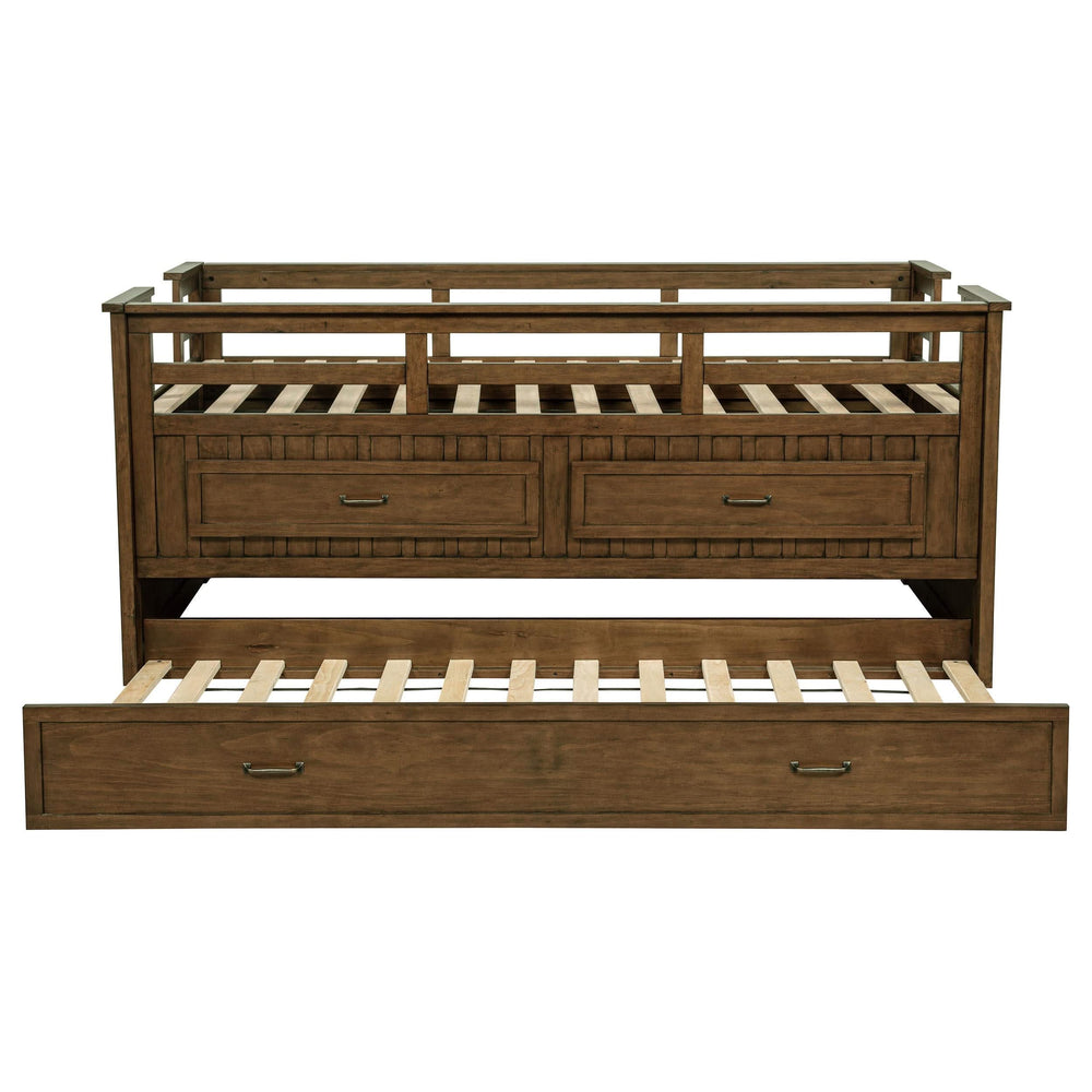 Cama individual tipo capitán con cama nido Carlsbad Wood, color marrón medio