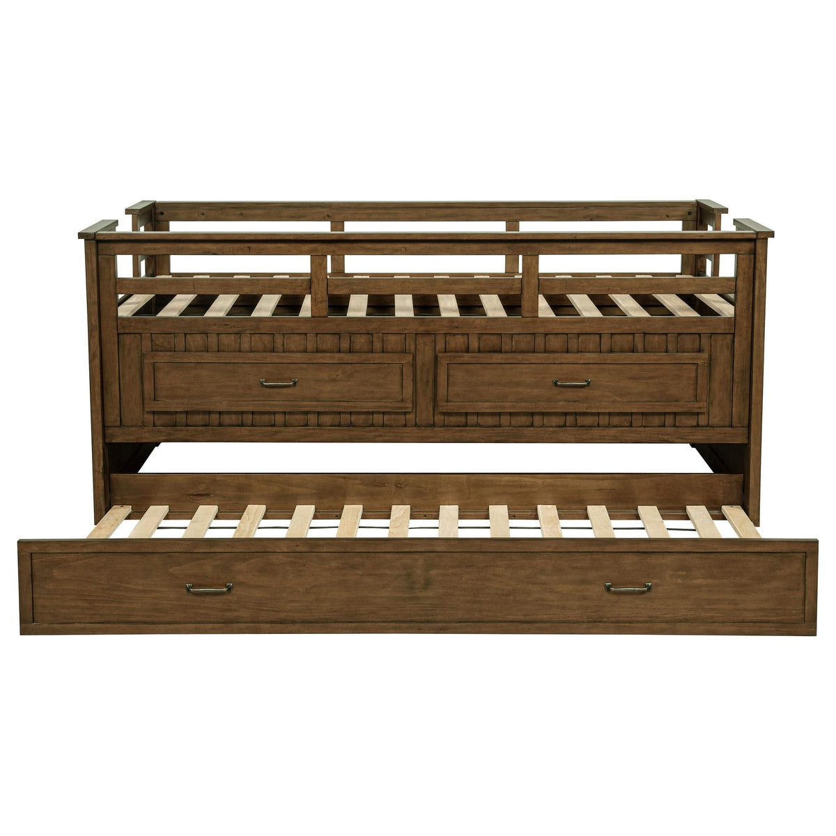 Cama individual tipo capitán con cama nido Carlsbad Wood, color marrón medio