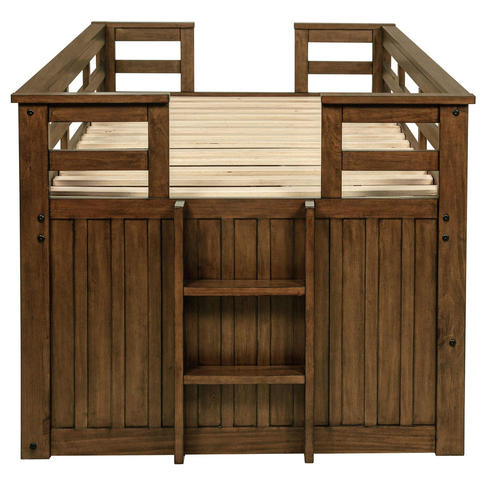 Cama individual tipo capitán con cama nido Carlsbad Wood, color marrón medio