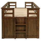 Cama individual tipo capitán con cama nido Carlsbad Wood, color marrón medio