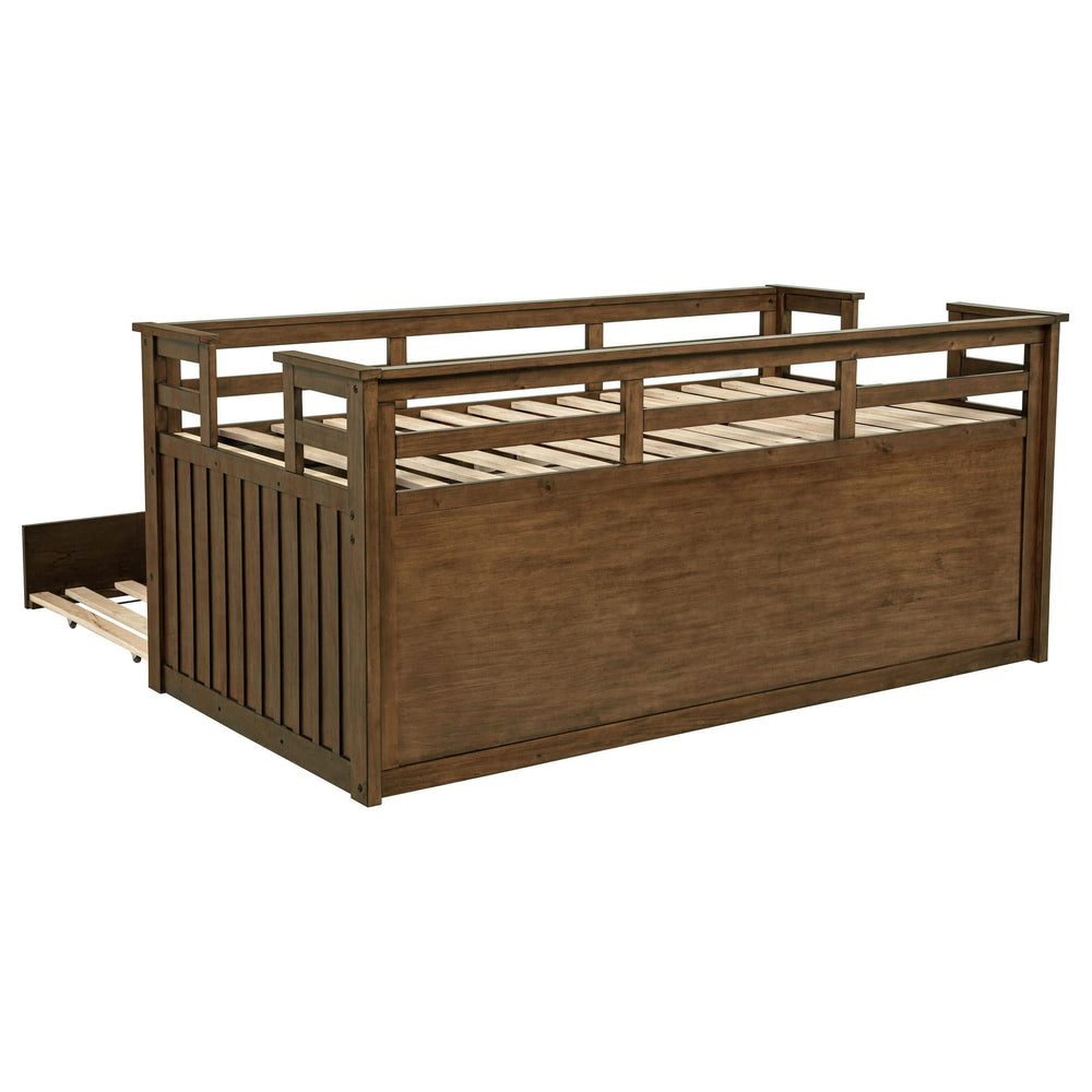 Cama individual tipo capitán con cama nido Carlsbad Wood, color marrón medio