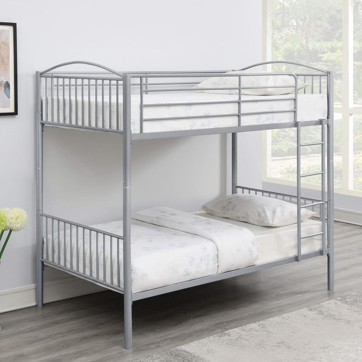 Litera Anson Twin sobre Twin Plateada