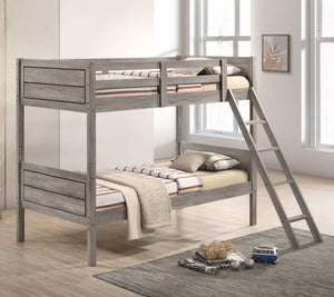 Litera Ryder Wood Twin sobre Twin en color topo desgastado