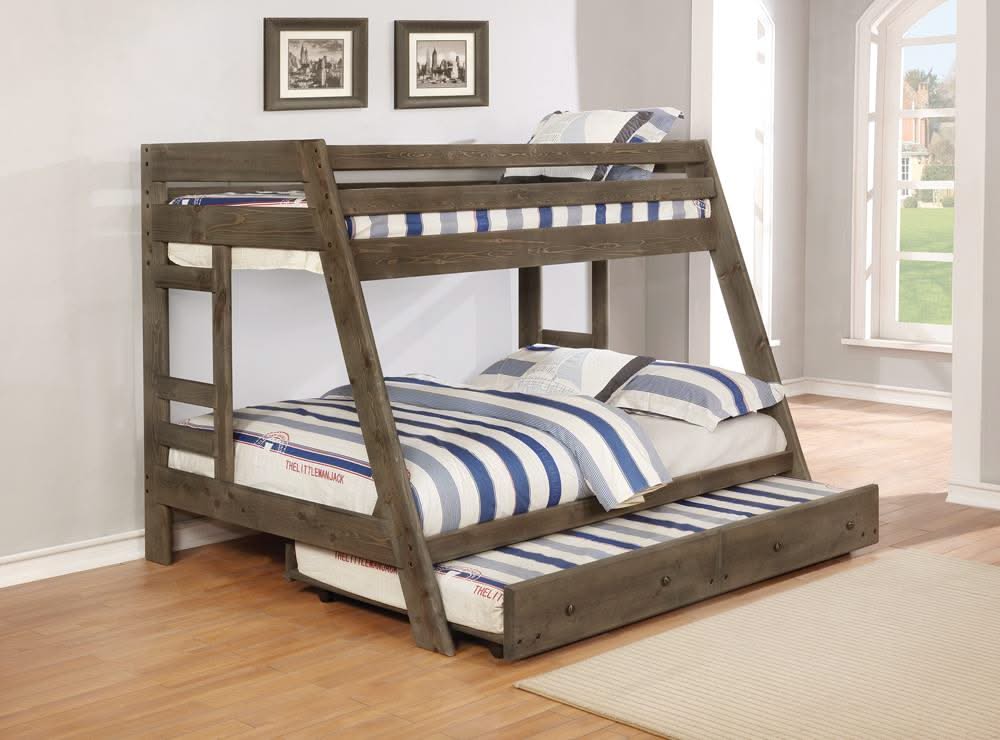 Litera doble sobre cama matrimonial Wrangle Hill Wood Gun Smoke