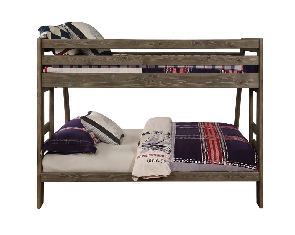Litera doble sobre cama matrimonial Wrangle Hill Wood Gun Smoke