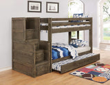 Cama nido de madera Wrangle Hill con colchón Bunkie Gun Smoke
