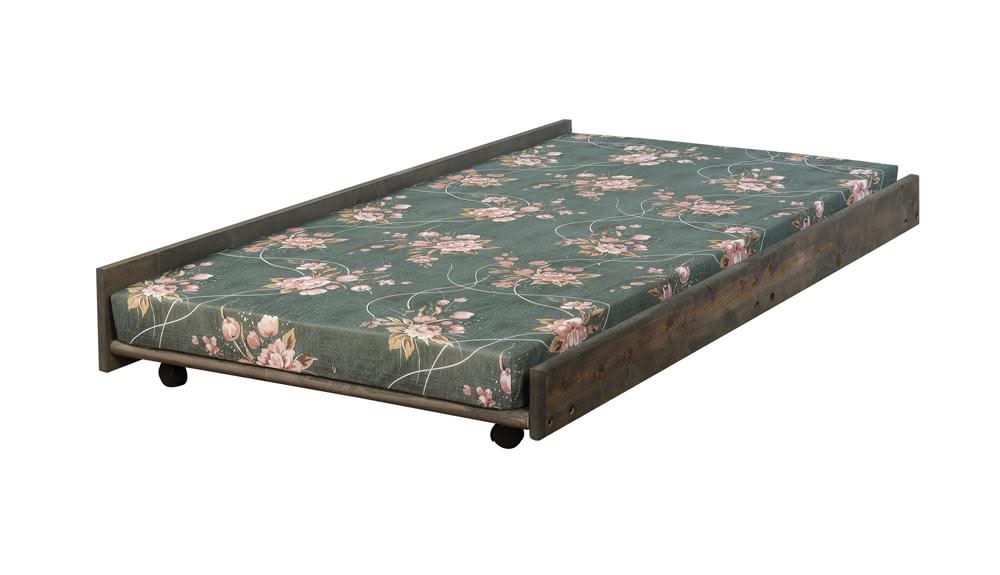 Cama nido de madera Wrangle Hill con colchón Bunkie Gun Smoke