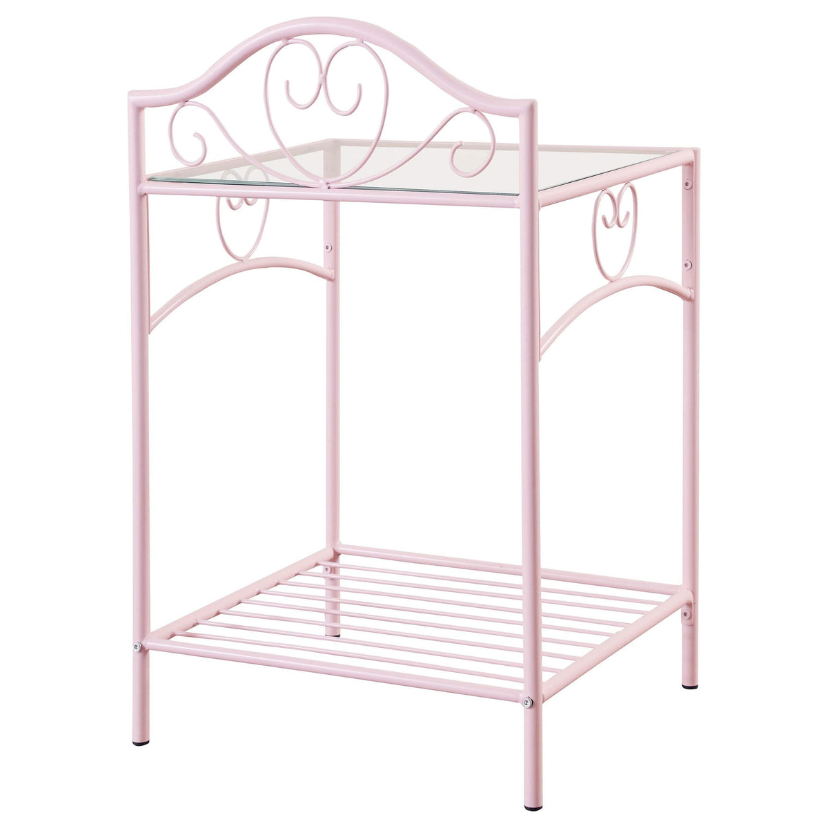 Mesita de noche Massi Metal de 1 estante en color rosa polvo