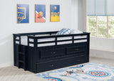 Cama individual tipo capitán con cama nido Carlsbad Wood, azul marino