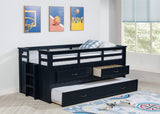 Cama individual tipo capitán con cama nido Carlsbad Wood, azul marino