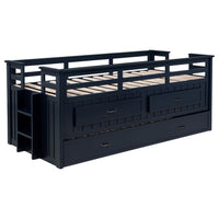 Cama individual tipo capitán con cama nido Carlsbad Wood, azul marino