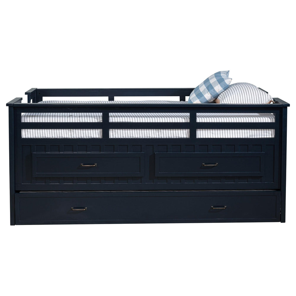 Cama individual tipo capitán con cama nido Carlsbad Wood, azul marino
