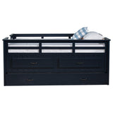 Cama individual tipo capitán con cama nido Carlsbad Wood, azul marino