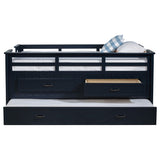 Cama individual tipo capitán con cama nido Carlsbad Wood, azul marino