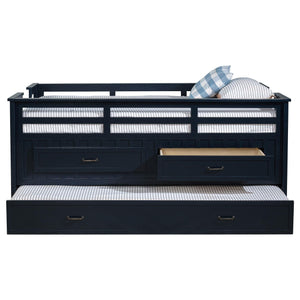 Cama individual tipo capitán con cama nido Carlsbad Wood, azul marino