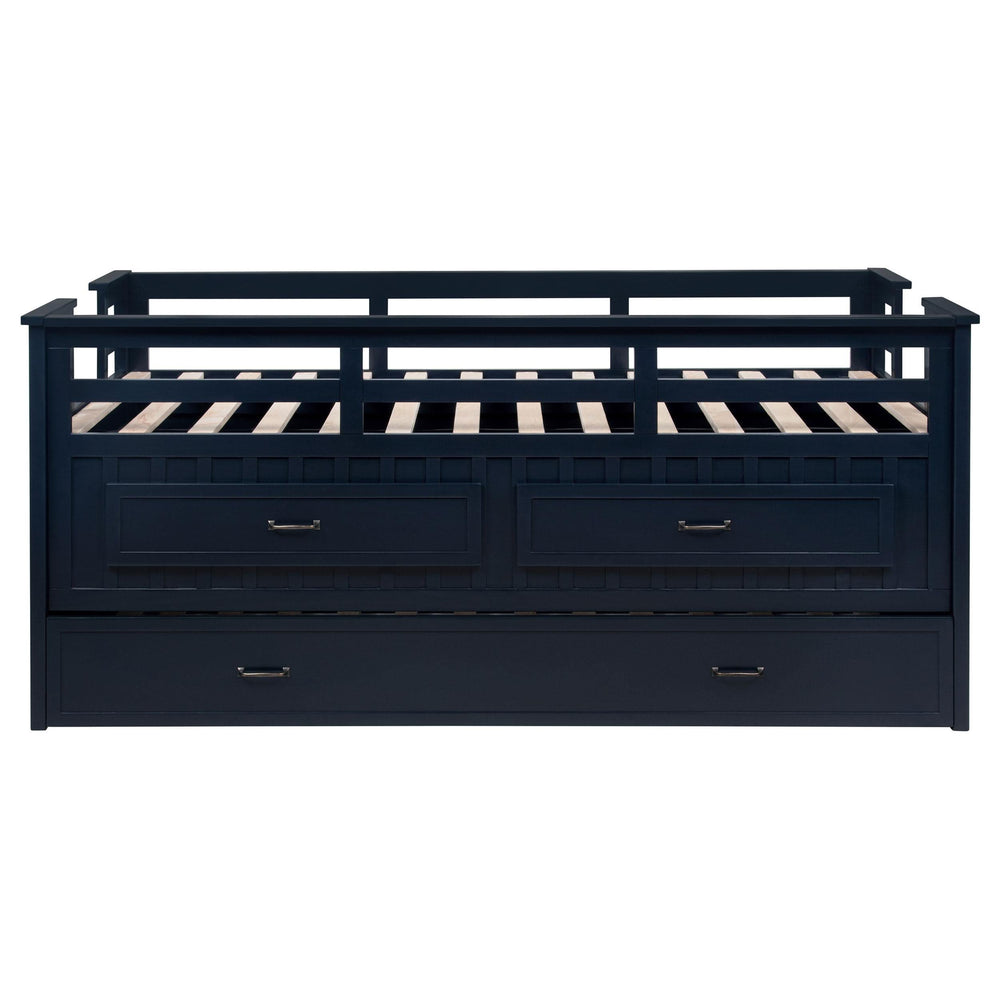 Cama individual tipo capitán con cama nido Carlsbad Wood, azul marino