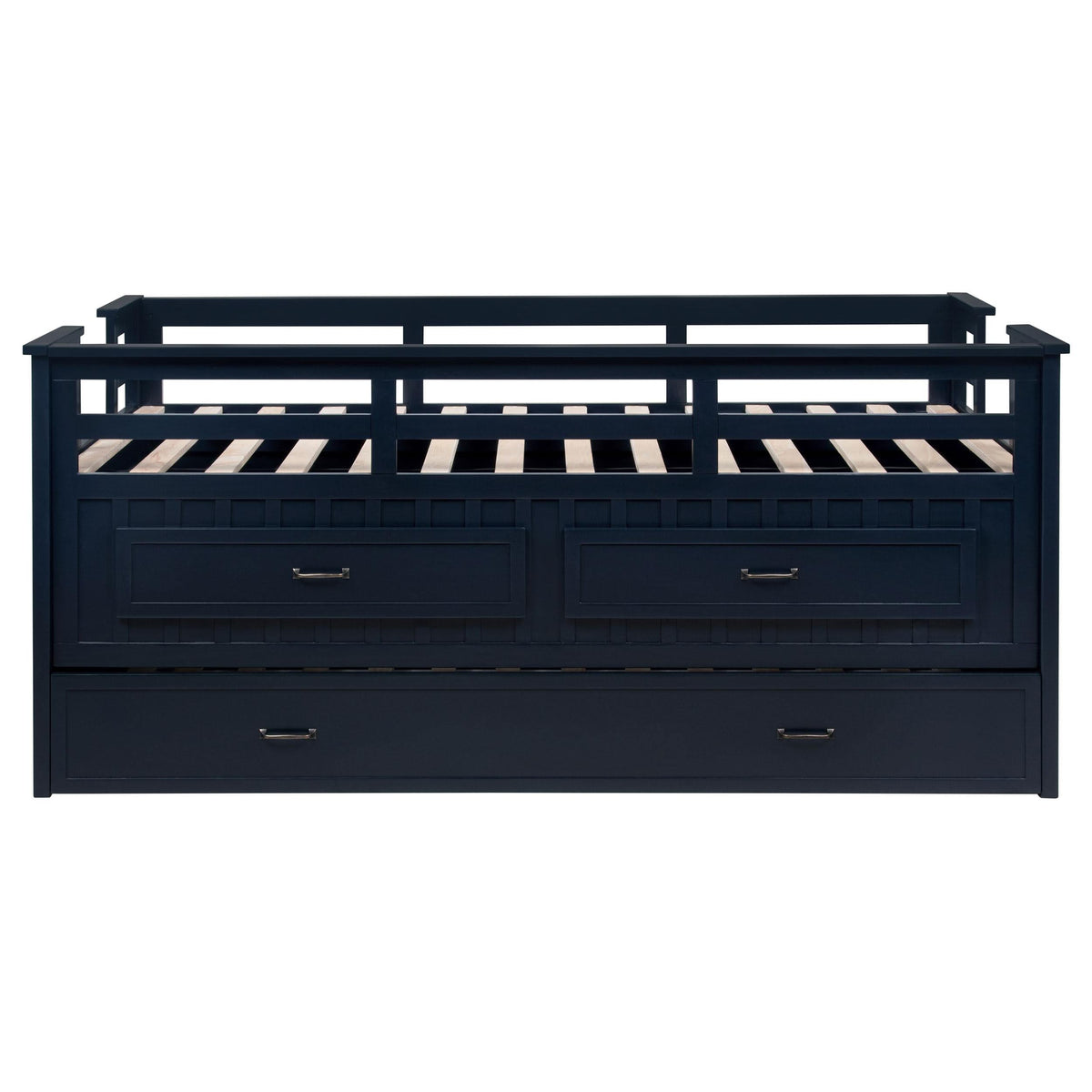 Cama individual tipo capitán con cama nido Carlsbad Wood, azul marino
