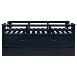 Cama individual tipo capitán con cama nido Carlsbad Wood, azul marino
