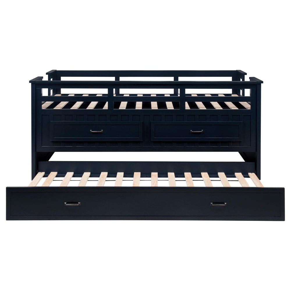 Cama individual tipo capitán con cama nido Carlsbad Wood, azul marino