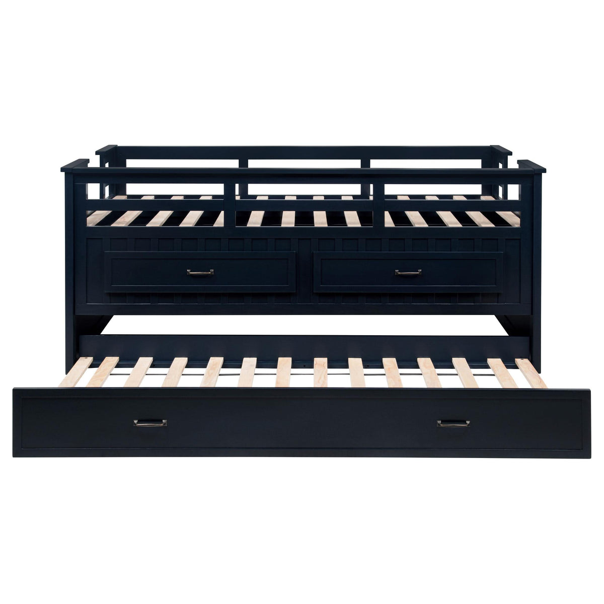Cama individual tipo capitán con cama nido Carlsbad Wood, azul marino