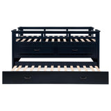 Cama individual tipo capitán con cama nido Carlsbad Wood, azul marino
