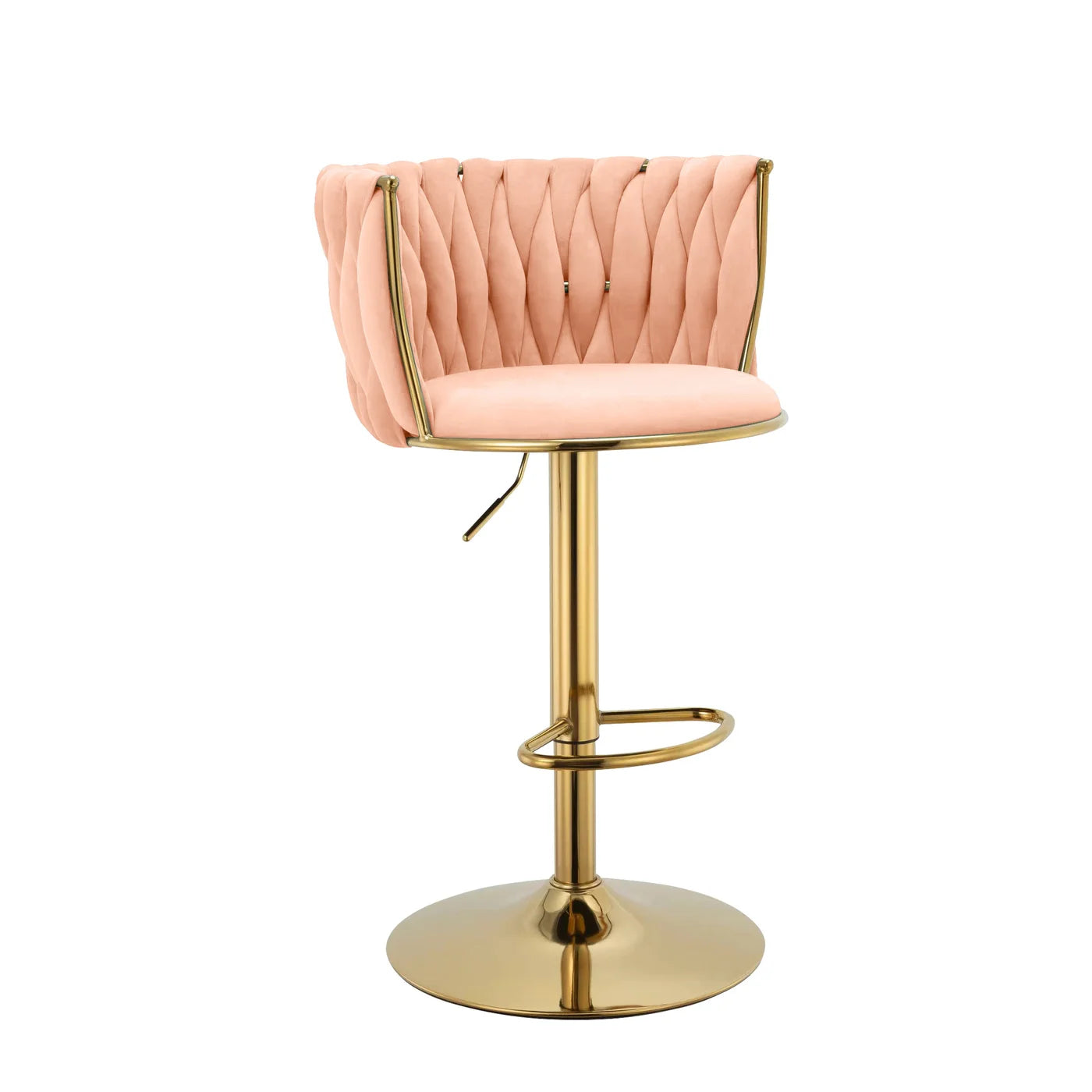 VELVET SWIVEL BARSTOOL W/ PNEUMATIC LIFT- Gold Base 2 Pack