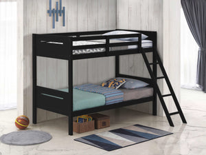 Litera Littleton Wood Twin sobre Twin, color negro