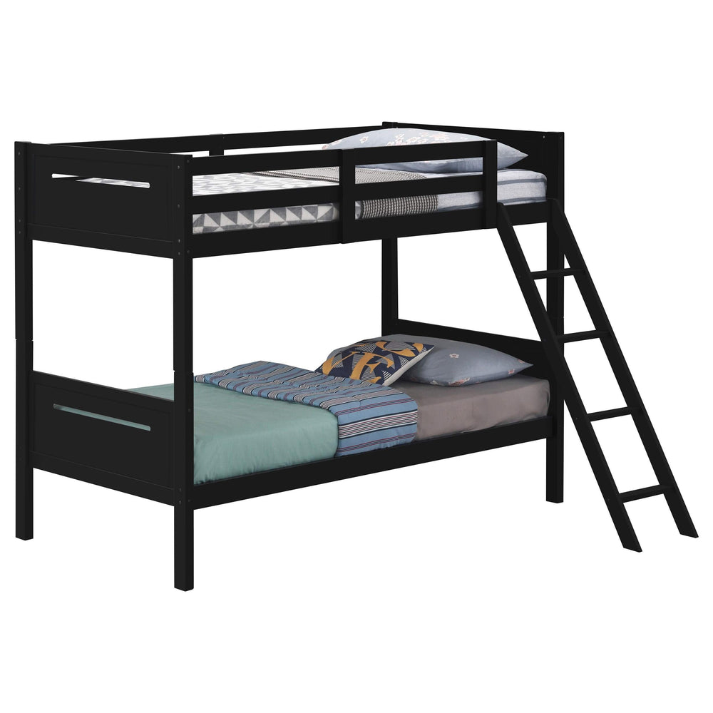 Litera Littleton Wood Twin sobre Twin, color negro