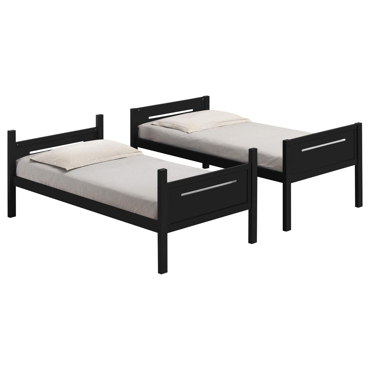 Litera Littleton Wood Twin sobre Twin, color negro