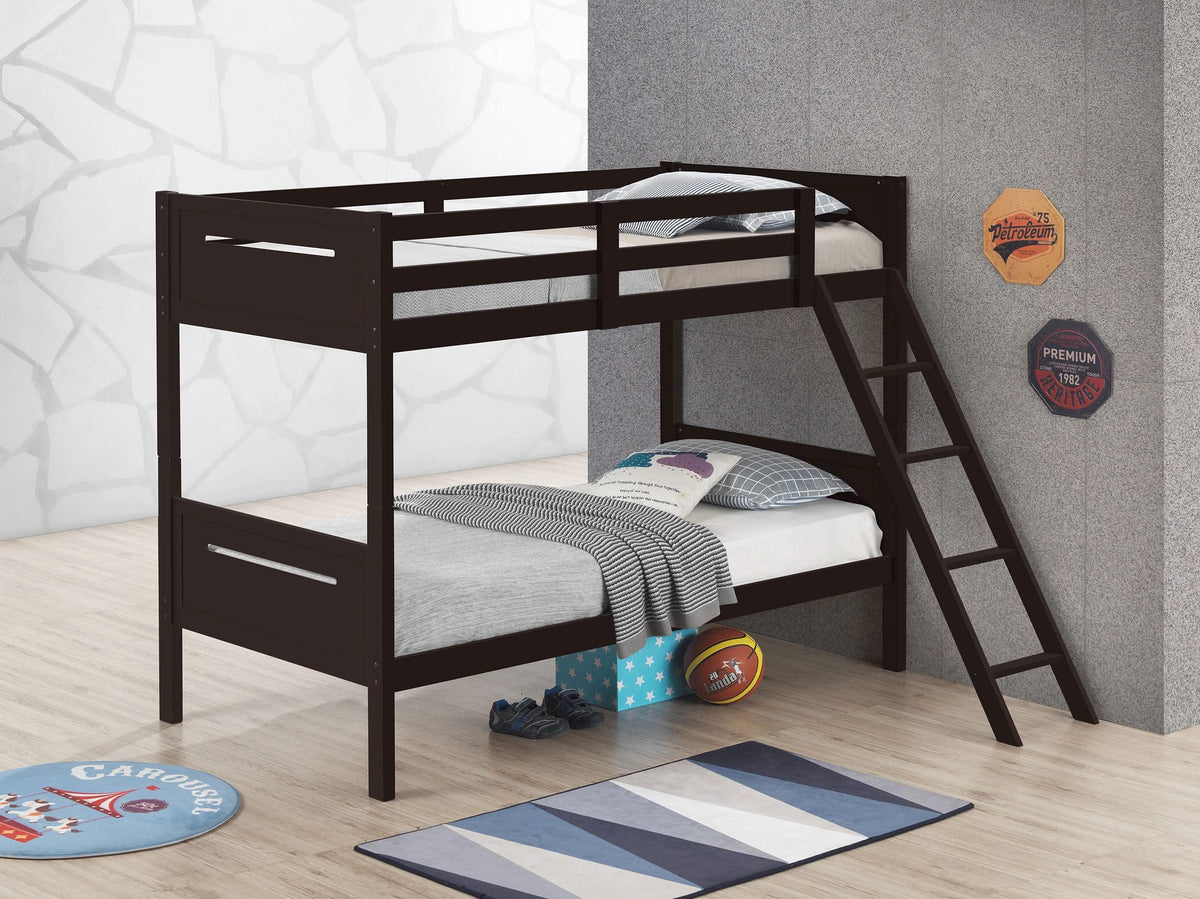 Litera Littleton Wood Twin sobre Twin Espresso