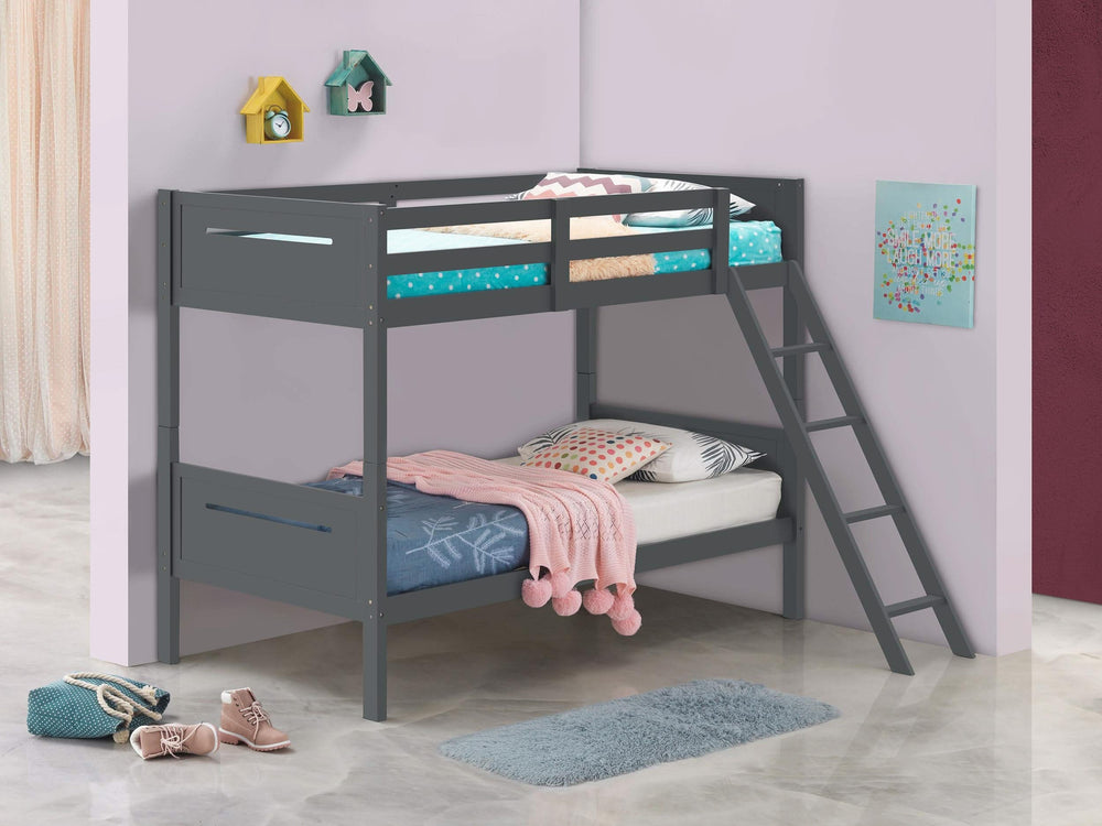 Litera Littleton Wood Twin sobre Twin Gris