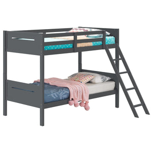Litera Littleton Wood Twin sobre Twin Gris